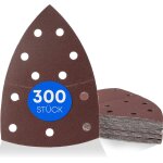 Lot de 300 triangles abrasifs prio / 11 trous / 105 x 152 mm / 50 x grain 40 - 60 - 80 - 120 - 180 - ...