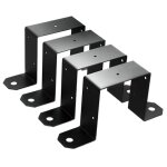 Lot de 4 attaches de poteau noires pour clture de terrasse, support en u pour poteau de 4 x 4 pouces, ...