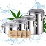 Lot de 4 botes de rangement hermtiques pour herbes en acier inoxydable - taille 4 - rgulation de l'humidit ...