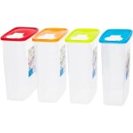 Lot de 4 boîtes de rangement en plastique pour aliments secs 2, 4 l avec couvercle hermétique, idéal ... Lot de 4 boîtes de rangement en plastique pour aliments secs 2, 4 l avec couvercle hermétique, idéal ...