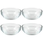 Lot de 4 bols ronds empilables duralex lys 7, 5 cm pour fetes, barbecues, desserts, melanges, sauces