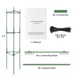 Lot de 4 cages a tomates de 160 cm - duoku - support de treillis empilable - pour plantes - piquets de ...