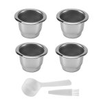 Lot de 4 capsules de cafe rechargeables en acier inoxydable pour nespresso, filtre a cafe reutilisable ...