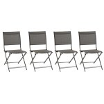 Lot de 4 chaises de jardin en aluminium pliables anthracite axant - hespride