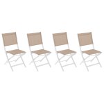 Lot de 4 chaises de jardin en aluminium pliables lin et blanc essentia - hesp�ride