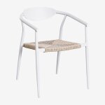 Lot de 4 chaises de jardin empilables avec accoudoirs en aluminium et rotin synth�tique marsha blanc ...