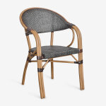 Lot de 4 chaises de jardin empilables en aluminium brielle bistro avec accoudoirs brun caf�