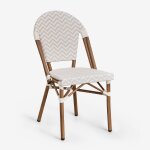 Lot de 4 chaises de jardin empilables en aluminium brielle bistro beige nude - blanc gardenia