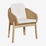 Lot de 4 chaises de jardin leilan avec accoudoirs en bois d'acacia et rotin synth�tique brun acacia