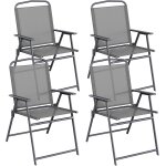 Lot de 4 chaises de jardin pliantes, chaise camping terrasse balcon, charge maximale 150 kg, avec dossier, ...