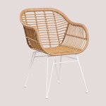 Lot de 4 chaises de jardin en rotin synth�tique zole blanc