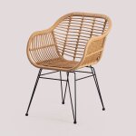 Lot de 4 chaises de jardin en rotin synth�tique zole noir