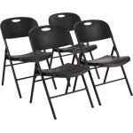 Lot de 4 chaises en plastique pliantes, capacit� de 157, 5 kg, noir