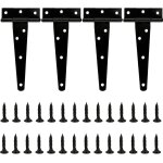 Lot de 4 charnires en t en mtal robuste avec vis, quincaillerie pour abris de jardin, fentres, cltures, ...
