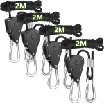 Lot de 4 cordes � cliquet, corde r�glable, crochet pour plantes, cliquet 1 / 8 , crochet pour pot de ...