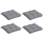 Lot de 4 coussins de chaise de jardin avec attaches gris