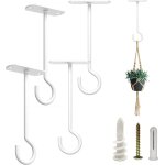 Lot de 4 crochets de plafond pour suspendre des plantes - support mural carr� en m�tal pour plantes, ...