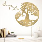Lot de 4 d�corations murales en m�tal, motif d'arbre de vie et oiseaux de la paix, 68 cm, sculpture a ...