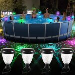 Lot de 4 clairages solaires de piscine  cadre, clairage led avec lumires colores, tanchit ip65, ...
