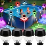 Lot de 4 clairages solaires de piscine tanches pour piscines hors sol et sous le sol, accessoires de ...