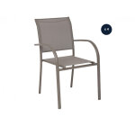 Lot de 4 fauteuis sde jardin en texaline piazza noisette / caf� - hesp�ride