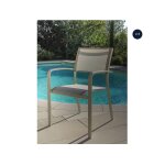 Lot de 4 fauteuils de jardin empilables en aluminium et textil�ne milos ivoire - jardiline