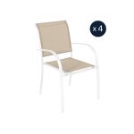 Lot de 4 fauteuils de jardin en texaline piazza lin / blanc - hesp�ride