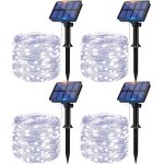 [lot de 4 guirlande solaire exterieur, 12m 120 led guirlande lumineuse exterieure solaire etanche 8 modes ...