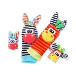 Lot de 4 hochets et chaussettes pour bébé, sangles de poignet, hochets et chaussettes, jeu de développement ... Lot de 4 hochets et chaussettes pour bébé, sangles de poignet, hochets et chaussettes, jeu de développement ...