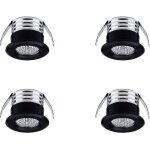 Lot de 4 mini spots led encastrables, 3 w, blanc chaud noir