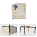 Lot de 4 c�t�s pour pergola cadiz, panneau lat�ral de remplacement 4x4m, polyester cr�me