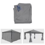 Lot de 4 c�t�s pour pergola cadiz, panneau lat�ral de remplacement 4x4m, polyester gris clair