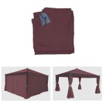 Lot de 4 c�t�s pour pergola cadiz, panneau lat�ral de remplacement 4x4m, polyester rouge - brun