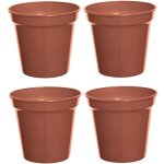 Lot de 4 pots de fleurs en plastique couleur terre cuite 17, 8 cm 3 l, pot plante int�rieur