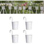 Lot de 4 pots de fleurs a suspendre en mtal avec trou de drainage pour clture, balcon, balustrade, ...