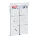 Lot de 4 prises encastr�es 2p + t 16a + 2 va et vient 10a complet - mosaic - blanc - legrand