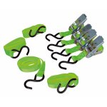 Lot de 4 sangles bagages � cliquet 25mmx3m 500kgs avec crochets