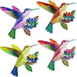 Lot de 4 sculptures murales en mtal - colibri - clture - oiseaux suspendus - dcoration pour jardin, ...