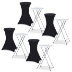 Lot de 4 tables hautes pliantes 105 cm et 4 housses noires