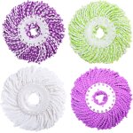 Lot de 4 tte de rechange clean twist disc mop, ttes de balai a franges de rechange rutilisables en ...