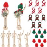 Lot de 5 mannequins articuls en bois pour plantes ariennes de nol, 2 tailles, support de table flexible ...