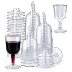 Lot de 50 verres a vin en plastique transparent reutilisables et jetables avec fonction recyclable( transparen ...