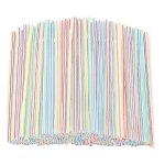 Lot de 500 pailles en plastique de 20 cm de long, a rayures multicolores