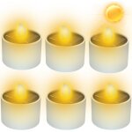 Lot de 6 bougies chauffe - plat solaires d'ext�rieur - bougies solaires d'ext�rieur etanches - flamme ...