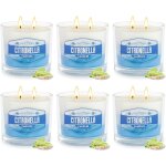 Lot de 6 bougies  la citronnelle pour l'extrieur, 2 mches sans fume, longue dure de combustion pour ...