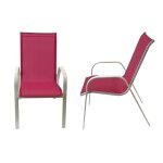 Lot de 6 chaises marbella en textil�ne rose - aluminium blanc