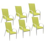 Lot de 6 chaises marbella en textilne vert - aluminium blanc