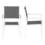 Lot de 6 chaises rembourres en aluminium blanc - textilne gris