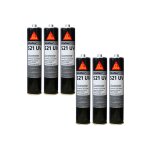 Lot de 6 colle - mastics hybrides sika sikaflex 521 uv - gris clair - 300ml