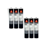 Lot de 6 colles de vitrage sika sikaflex 555 - noir - 300ml
